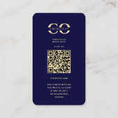 Modern Monogram C Floral Midnight Blue Gold Visitenkarte (Rückseite)