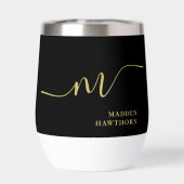 Modern Monogram Calligraphy Black Gold Bridesmaid (Rückseite)