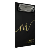 Modern Monogram Calligraphy Black Gold Name Mini Klemmbrett (Schrägansicht)