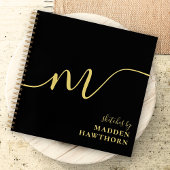 Modern Monogram Calligraphy Black Gold Sketchbook Notizblock