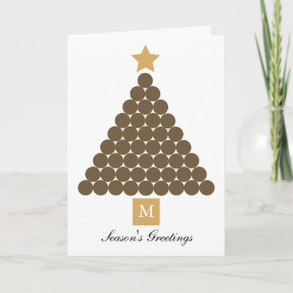 Modern Monogram Christmas Tree Card - Schokolade Feiertagskarte
