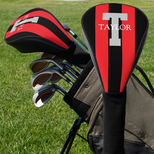 Modern Monogram Custom Red Golf Headcover