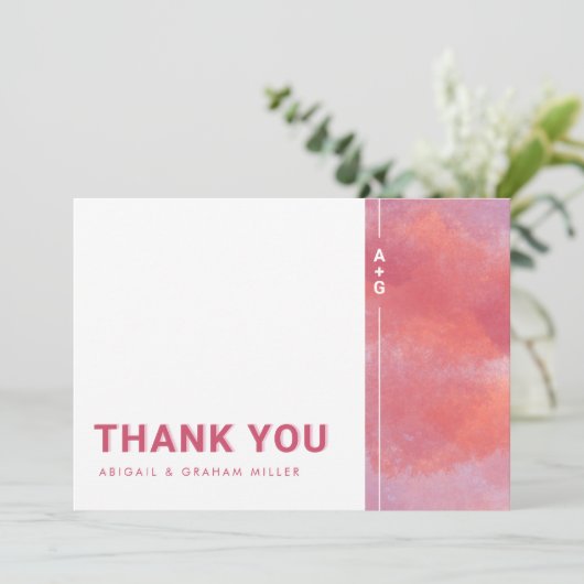 Modern Monogram Dankeschön-Karte (Stehend Vorderseite)