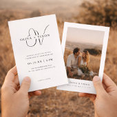 Modern Monogram Elegant Photo Wedding Invitation Einladung