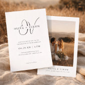 Modern Monogram Elegant Photo Wedding Invitation Einladung