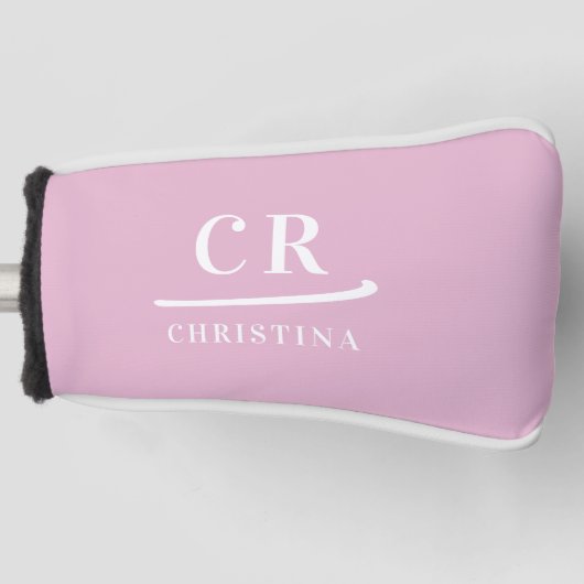 Modern Monogram Feminine Pink Putter Golf Headcover (Vorderseite)