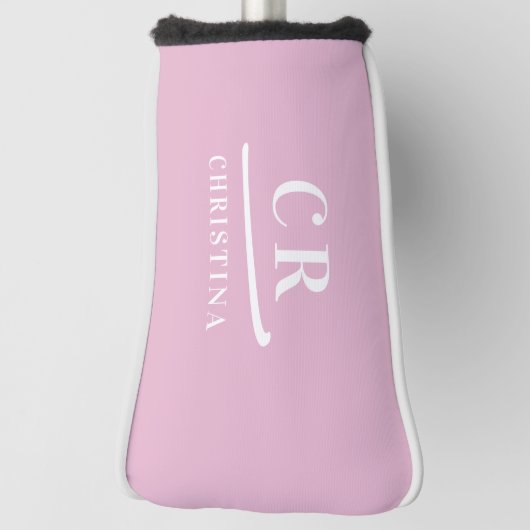 Modern Monogram Feminine Pink Putter Golf Headcover (Rotieren 90)