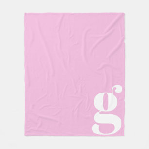 Modern Monogram Fett Buchstabe Soft Pink Minimalis Fleecedecke