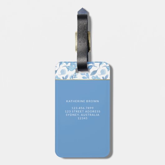 Modern Monogram flower Pattern Trendy Stylish  Gepäckanhänger (Rückseite vertikal)