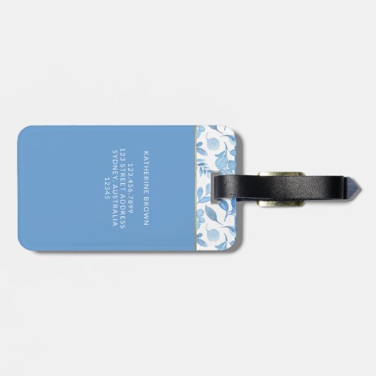 Modern Monogram flower Pattern Trendy Stylish  Gepäckanhänger (Rückseite horizontal)