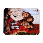 Modern Monogram Frohe Weihnachtsglocke Foto Magnet (Horizontal)