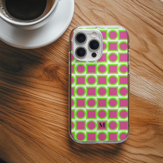 Modern Monogram Fuchsia Green Geometric Case-Mate iPhone Hülle