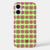 Modern Monogram Fuchsia Green Geometric Case-Mate iPhone Hülle (Rückseite)
