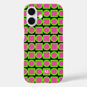 Modern Monogram Fuchsia Green Geometric Case-Mate iPhone Hülle (Rückseite)