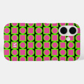 Modern Monogram Fuchsia Green Geometric Case-Mate iPhone Hülle (Rückseite (Horizontal))