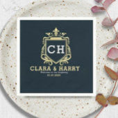  Modern monogram gold calligraphy wedding  Serviette