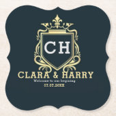 Modern monogram gold calligraphy wedding Untersetzer (Vorderseite)