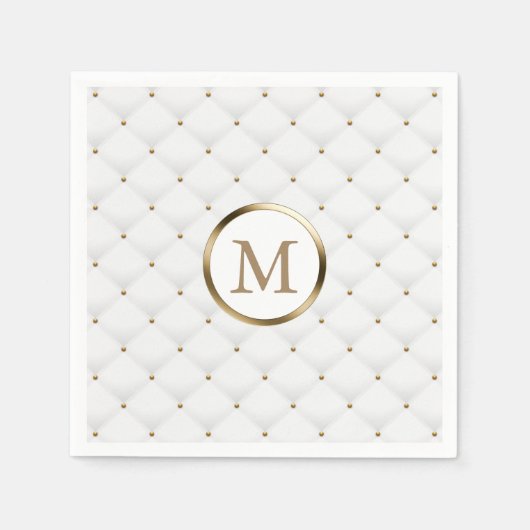 Modern Monogram Gold Erstluxus White Quilted Serviette (Vorderseite)