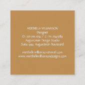 Modern MONOGRAM Gold Floral Quadratische Visitenkarte (Rückseite)