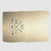 Modern Monogram Gold Golfer Birthday Golf Golfhandtuch (Horizontal)