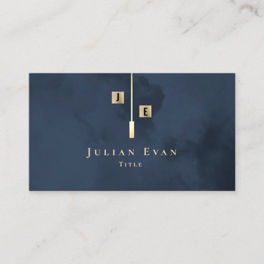 Modern Monogram Gold Navy Blue Visitenkarte (Vorderseite)