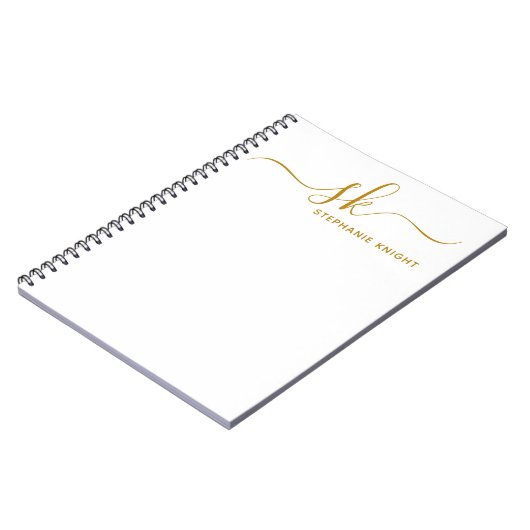 Modern Monogram Gold Script Calligraphy Custom Notizblock (Linke Seite)
