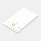 Modern Monogram Gold Script Calligraphy Custom Post-it Klebezettel (angewinkelt)