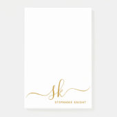 Modern Monogram Gold Script Calligraphy Custom Post-it Klebezettel (Vorderseite)