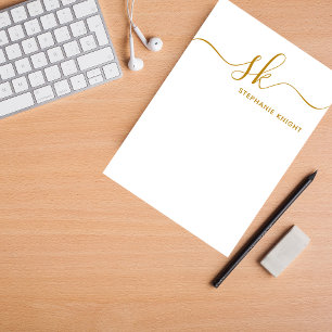 Modern Monogram Gold Script Calligraphy Custom Post-it Klebezettel