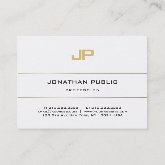 Modern Monogram Gold Strip Design Template Visitenkarte (Rückseite)