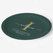 Modern Monogram Graduation 2026 Party Minimalist Pappteller (Schrägansicht)