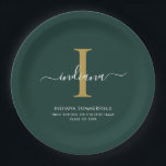 Modern Monogram Graduation 2026 Party Minimalist Pappteller<br><div class="desc">Graduation 2026 Monogram Script Initial Name Grad Party paper plates. Edit and customize with your own name,  initial,  school name and class by clicking the "Personalize" button.</div>