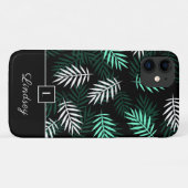Modern Monogram Green Blätter Pattern Case-Mate iPhone Hülle (Rückseite (Horizontal))