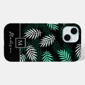 Modern Monogram Green Blätter Pattern Case-Mate iPhone Hülle (Rückseite (Horizontal))
