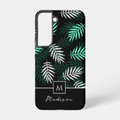Modern Monogram Green Blätter Pattern Samsung Galaxy Hülle (Rückseite)