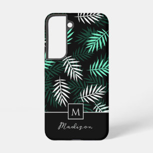 Modern Monogram Green Blätter Pattern Samsung Galaxy Hülle