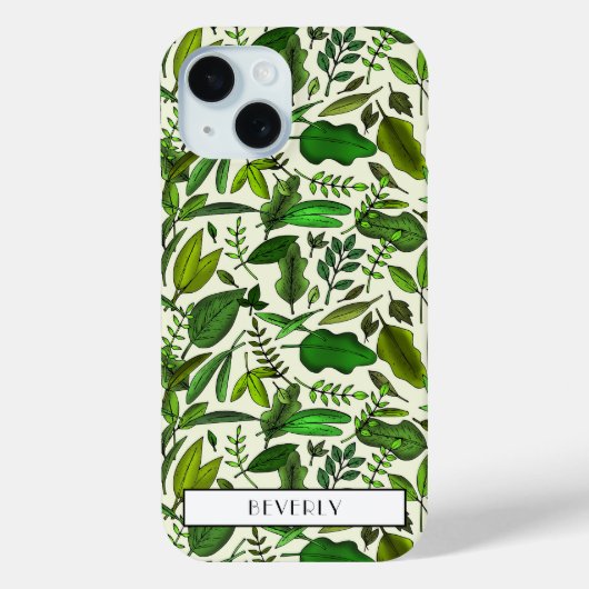 Modern Monogram Green Botanic Case-Mate iPhone Hülle (Rückseite)