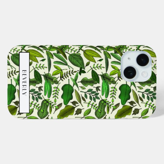 Modern Monogram Green Botanic Case-Mate iPhone Hülle (Rückseite (Horizontal))