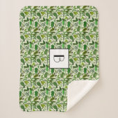 Modern Monogram Green Botanic Muster Sherpadecke (Vorderseite)