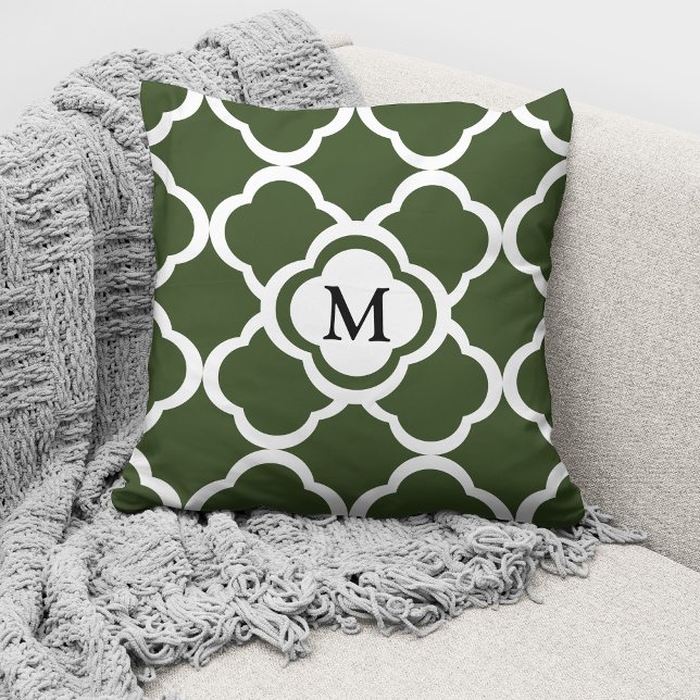 Modern Monogram Green Pattern Kissen (Von Creator hochgeladen)