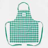 Modern Monogram Green Plaid Schürze (Vorderseite)