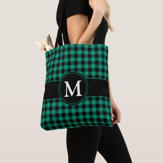 Modern Monogram Green Plaid Tasche (Von Nahem)