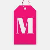 Modern monogram hot pink fuchsia weiß initial geschenkanhänger (Vorderseite)