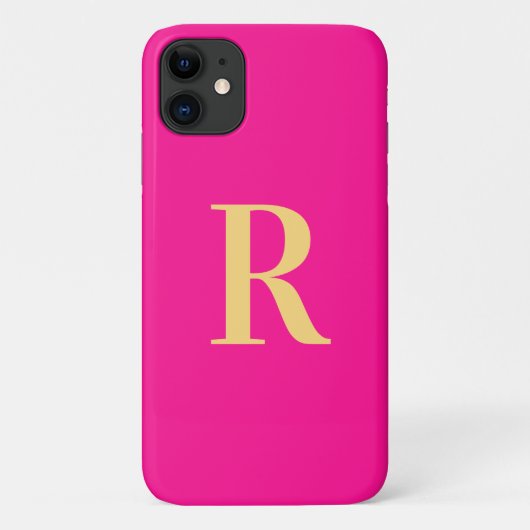 Modern Monogram Hot Pink Gold Case-Mate iPhone Hülle (Rückseite)