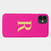 Modern Monogram Hot Pink Gold Case-Mate iPhone Hülle (Rückseite (Horizontal))