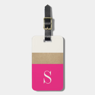 Modern Monogram Hot Pink Gold Strick Gepäckmarke Gepäckanhänger
