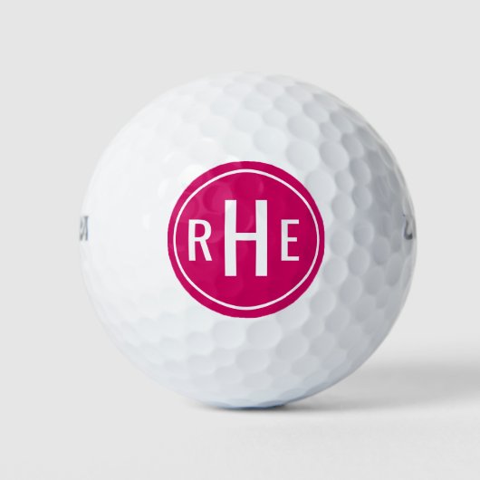 Modern monogram Hot Pink Golf Balls Golfball (Vorderseite)