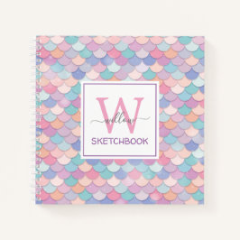 Modern Monogram Hübsch Glam Mermaid Sketchbook Notizblock