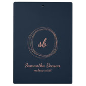 Modern-Monogram-Imitate-Rose-Gold-Logo Klemmbrett (Rückseite)