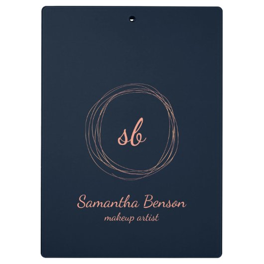 Modern-Monogram-Imitate-Rose-Gold-Logo Klemmbrett (Rückseite)